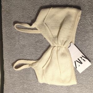 NWT Zara creme beige knit crop top size S